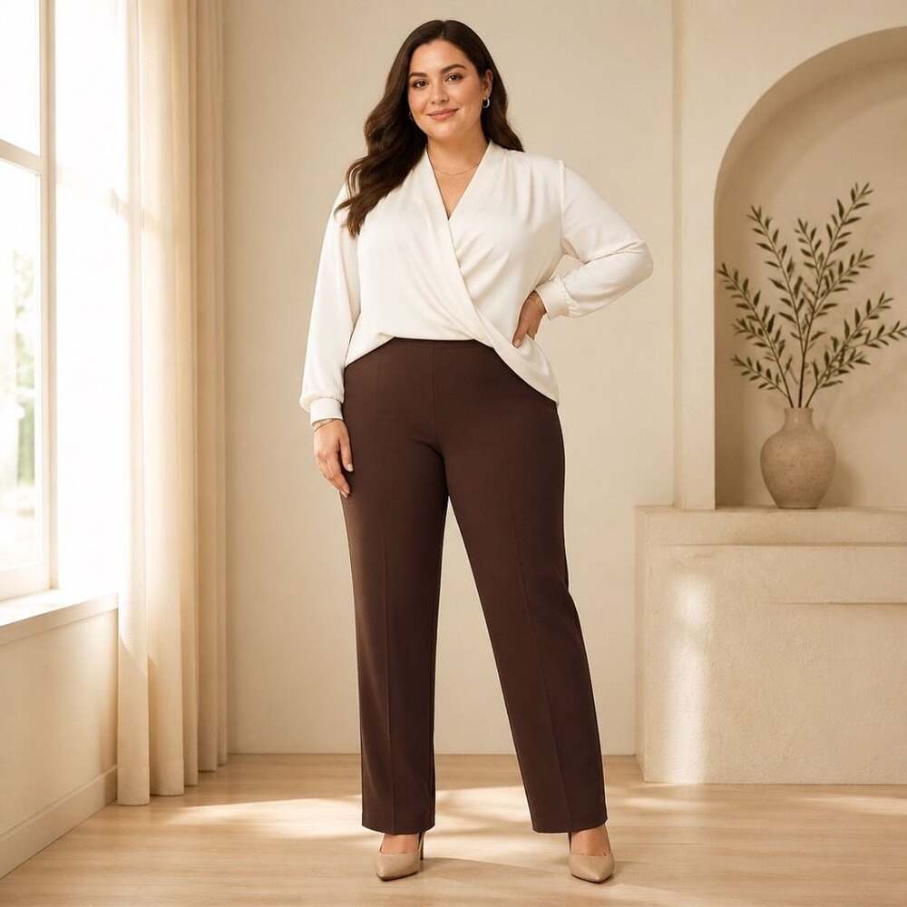 Vince Brown Naia Acetate Pull-On Straight Leg Pants Size 3X